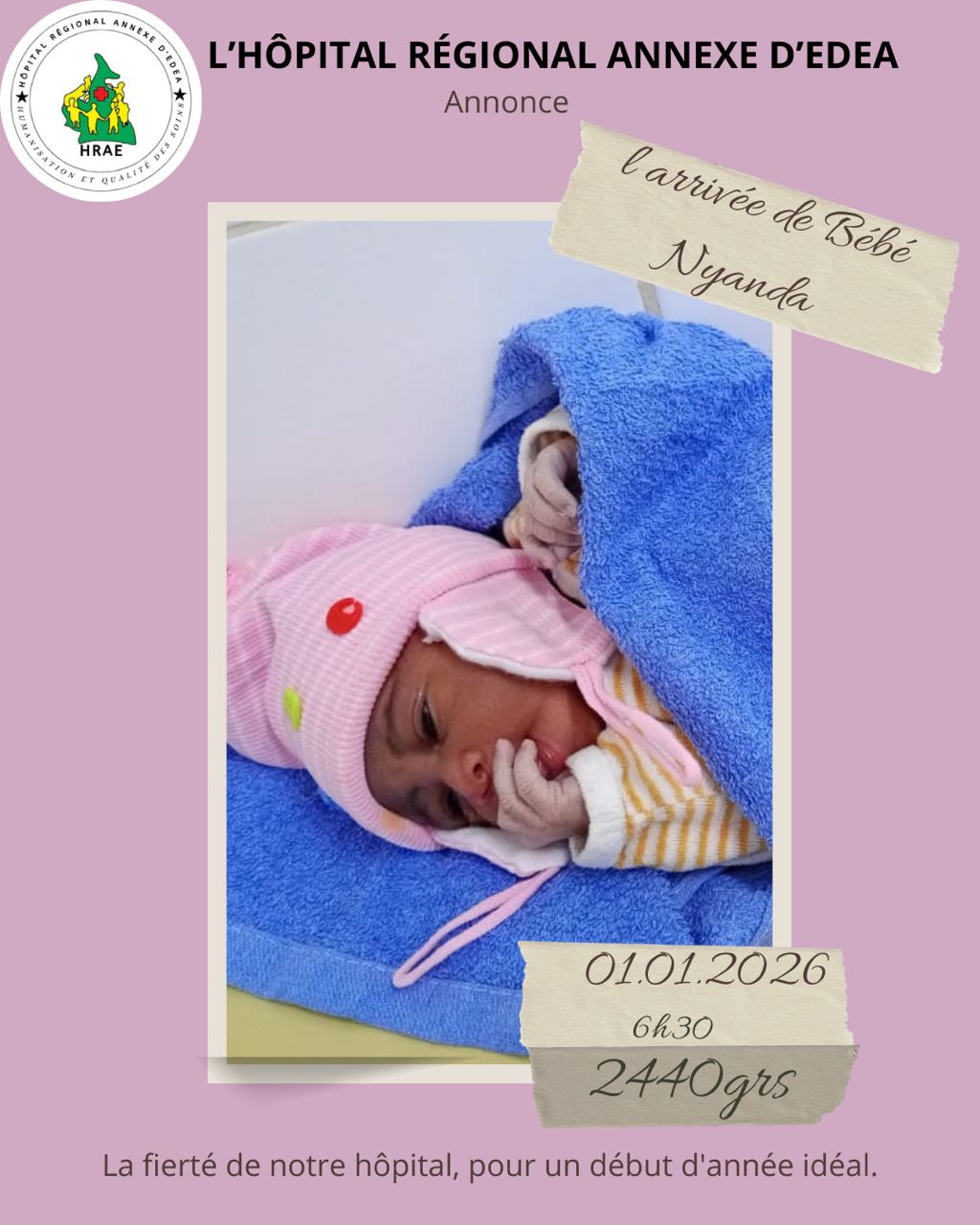 L'HRAE annonce l'arrivée de Bébé Nyanda !